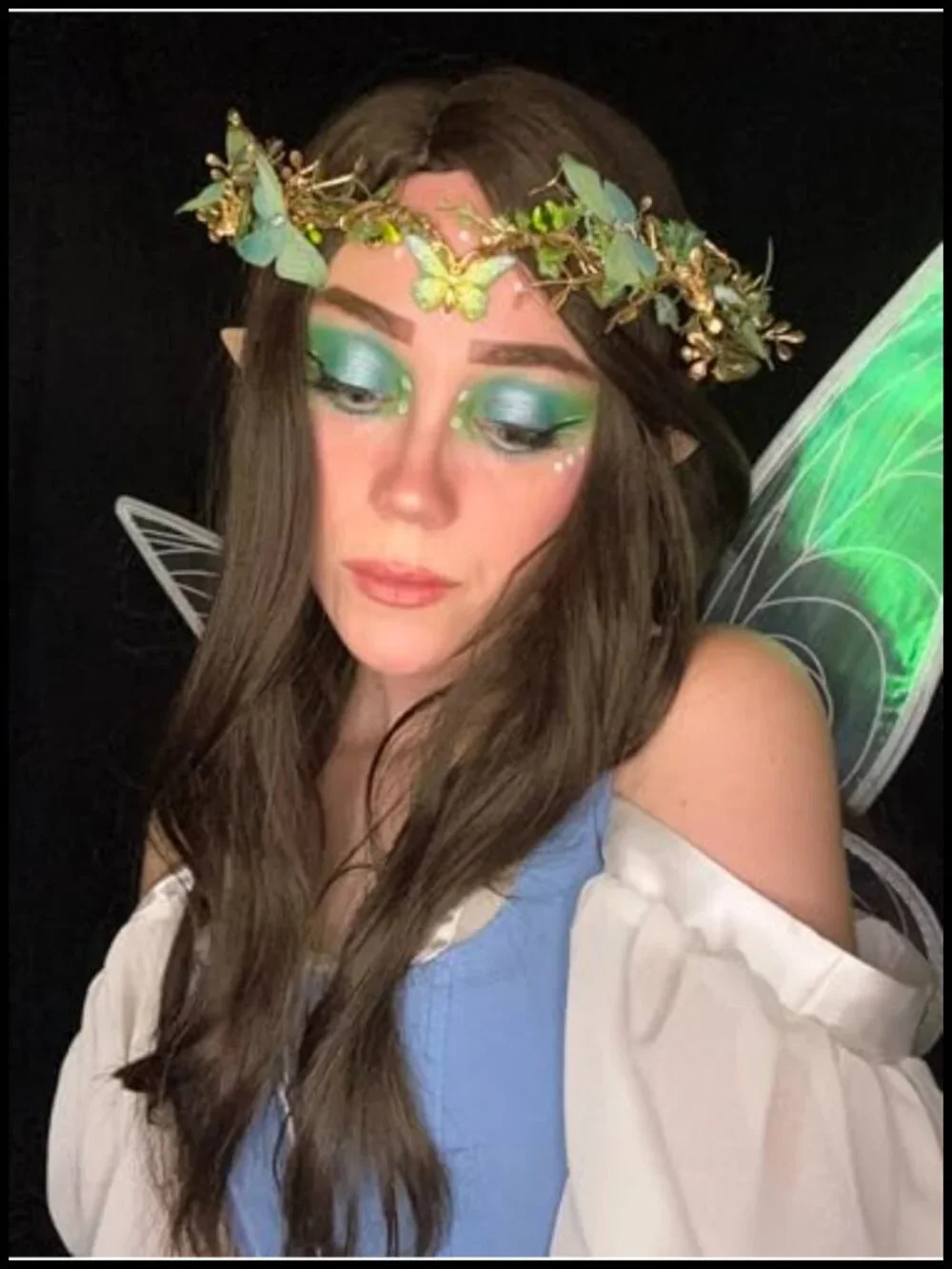 Handmade Fairy Butterfly Crown Elf Flower Headpiece for Women Spring Wedding